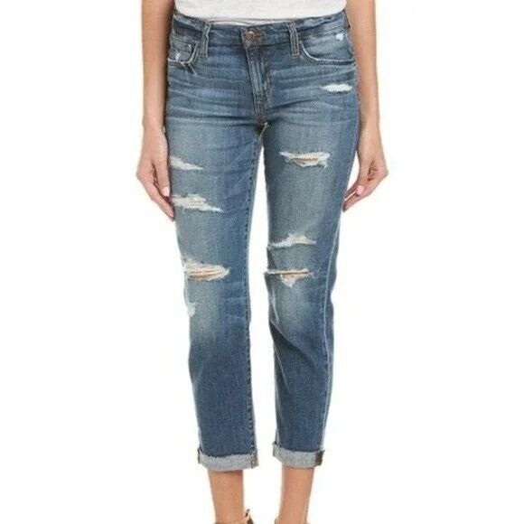 Joe's Jeans Boyfriend Slim Crop Distressed Raw Hem Size 26 EUC!!! - Picture 1 of 5